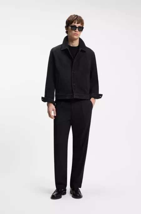 Jacke aus Veloursleder mit abgestepptem Detail an der Brusttasche