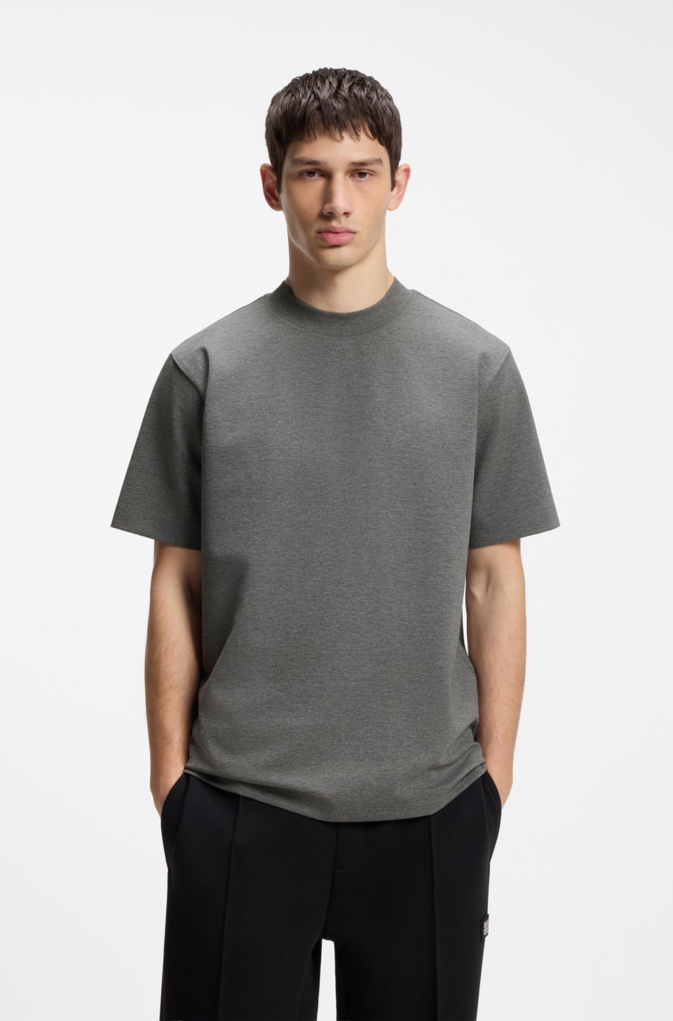 Relaxed-fit T-shirt in melange interlock