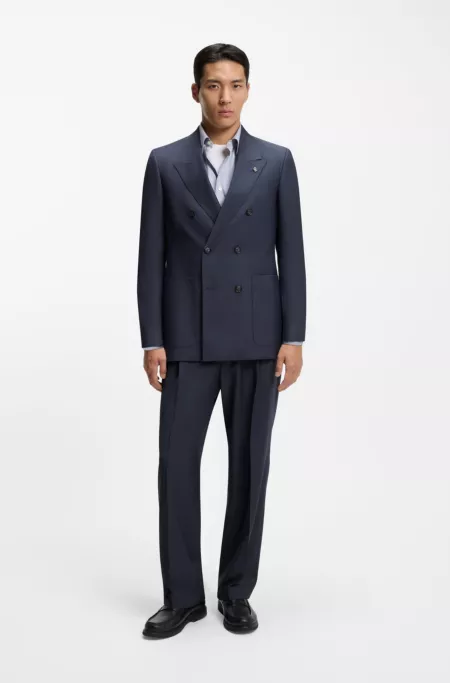 Relaxed-fit blazer in micro-patterned virgin wool