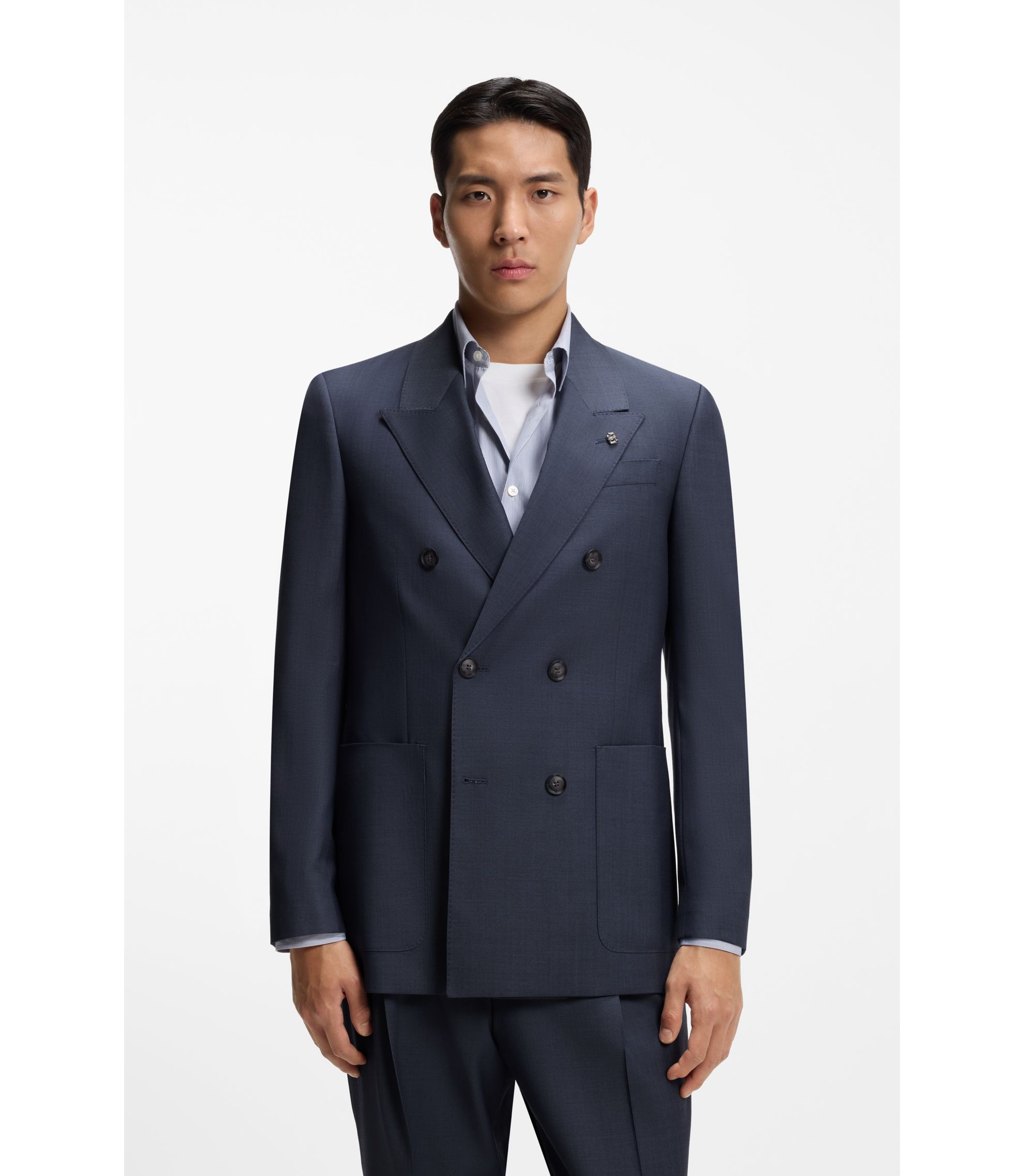 Relaxt-Fit Blazer aus fein gemusterter Schurwolle