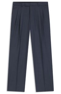 Tapered-fit trousers in micro-patterned virgin wool, Beige