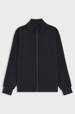 Regular-fit sweatshirt with tonal jacquard tape, Dark Blue