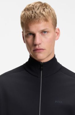Regular-fit sweatshirt with tonal jacquard tape, Dark Blue