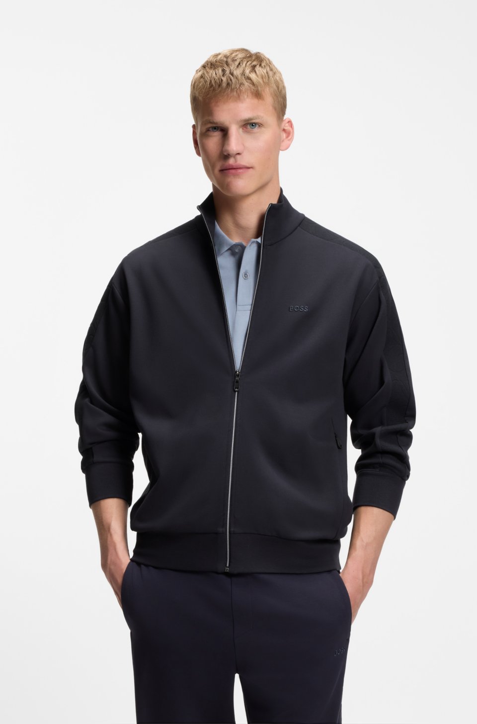 Regular-fit sweatshirt with tonal jacquard tape