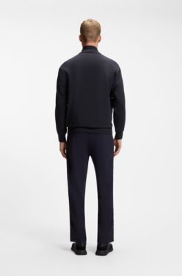 Regular-fit sweatshirt with tonal jacquard tape, Dark Blue