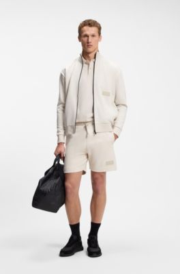 Relaxed-fit shorts in cotton French Terry, Natural