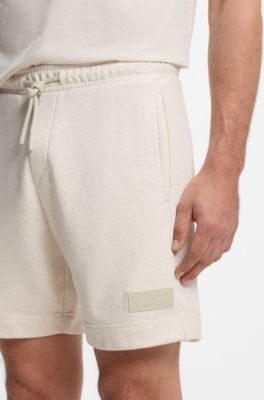 Relaxed-fit shorts in cotton French Terry, Natural