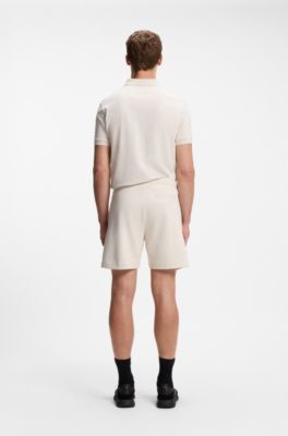 Relaxed-fit shorts in cotton French Terry, Natural