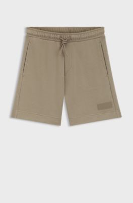 Bermuda relaxed fit in cotone french terry, Marrone chiaro