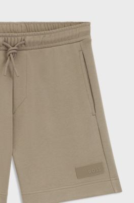 Bermuda relaxed fit in cotone french terry, Marrone chiaro