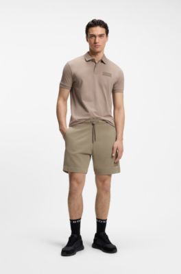 Bermuda relaxed fit in cotone french terry, Marrone chiaro