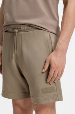 Bermuda relaxed fit in cotone french terry, Marrone chiaro