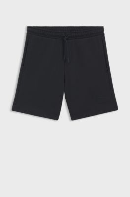 Short Relaxed en molleton de coton, Bleu fonc&eacute;