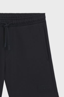 Short Relaxed en molleton de coton, Bleu fonc&eacute;