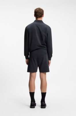 Short Relaxed en molleton de coton, Bleu fonc&eacute;