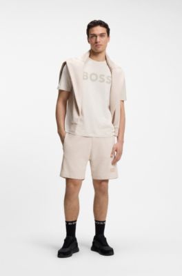 Short Relaxed en molleton de coton, Rose clair