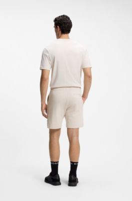 Bermuda relaxed fit in cotone french terry, Rosa chiaro