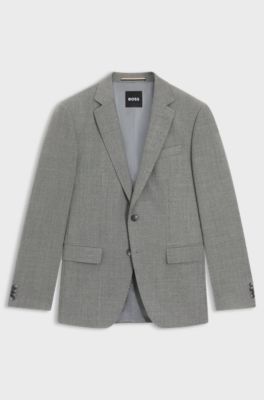 Slim-fit blazer in patterned stretch wool, Silver