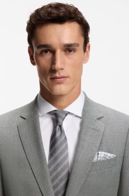 Slim-fit blazer in patterned stretch wool, Silver