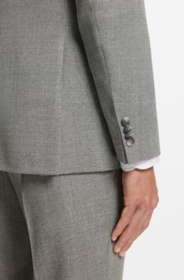 Slim-fit blazer van stretchwol met dessin, Zilver