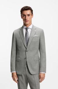 Slim-fit blazer in patterned stretch wool, Silver