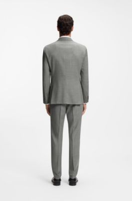 Slim-fit blazer van stretchwol met dessin, Zilver