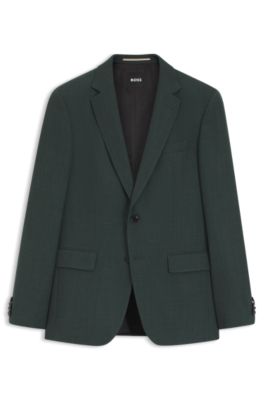 Slim-fit blazer in patterned stretch wool, Green