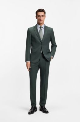 Veste Slim en laine stretch &agrave; motif, Vert