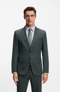Slim-fit blazer in patterned stretch wool, Green