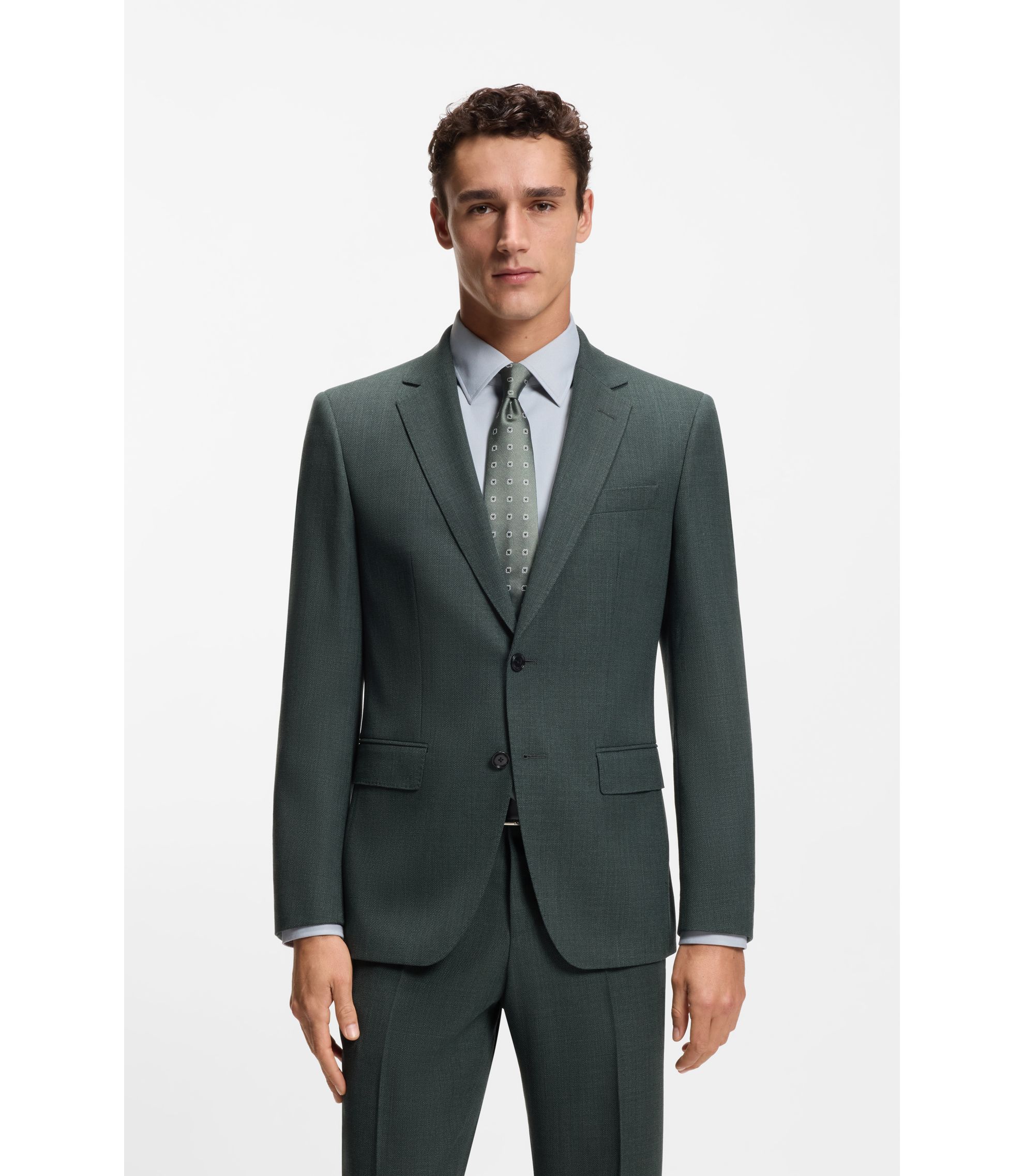 Slim-Fit Sakko aus gemusterter Stretch-Wolle