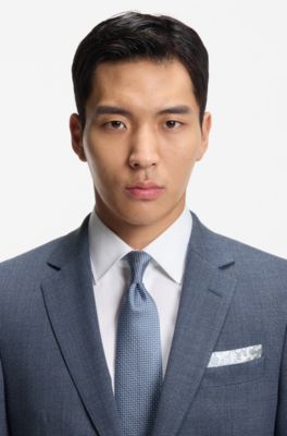 Slim-fit blazer in patterned stretch wool, Blue