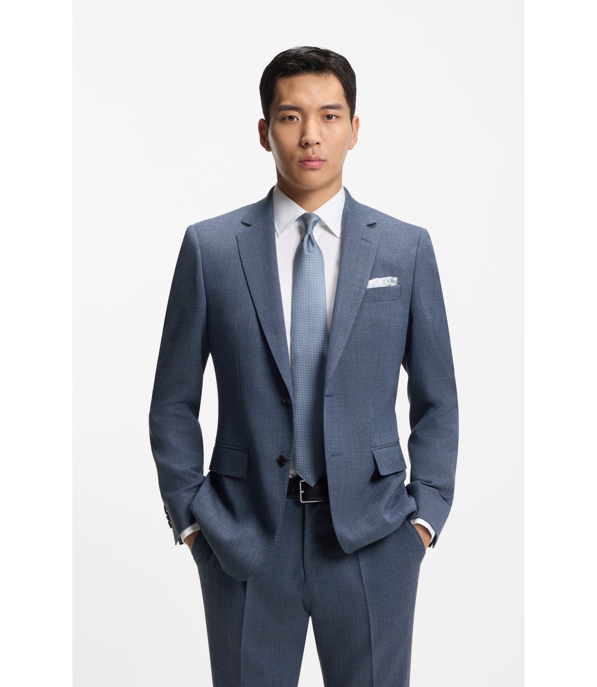 Slim-Fit Sakko aus gemusterter Stretch-Wolle