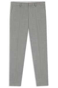 Slim-fit trousers in micro-patterned stretch wool, Silver