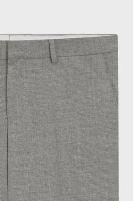 Slim-fit trousers in micro-patterned stretch wool, Silver