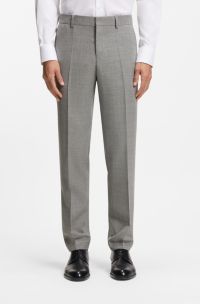 Slim-fit trousers in micro-patterned stretch wool, Silver