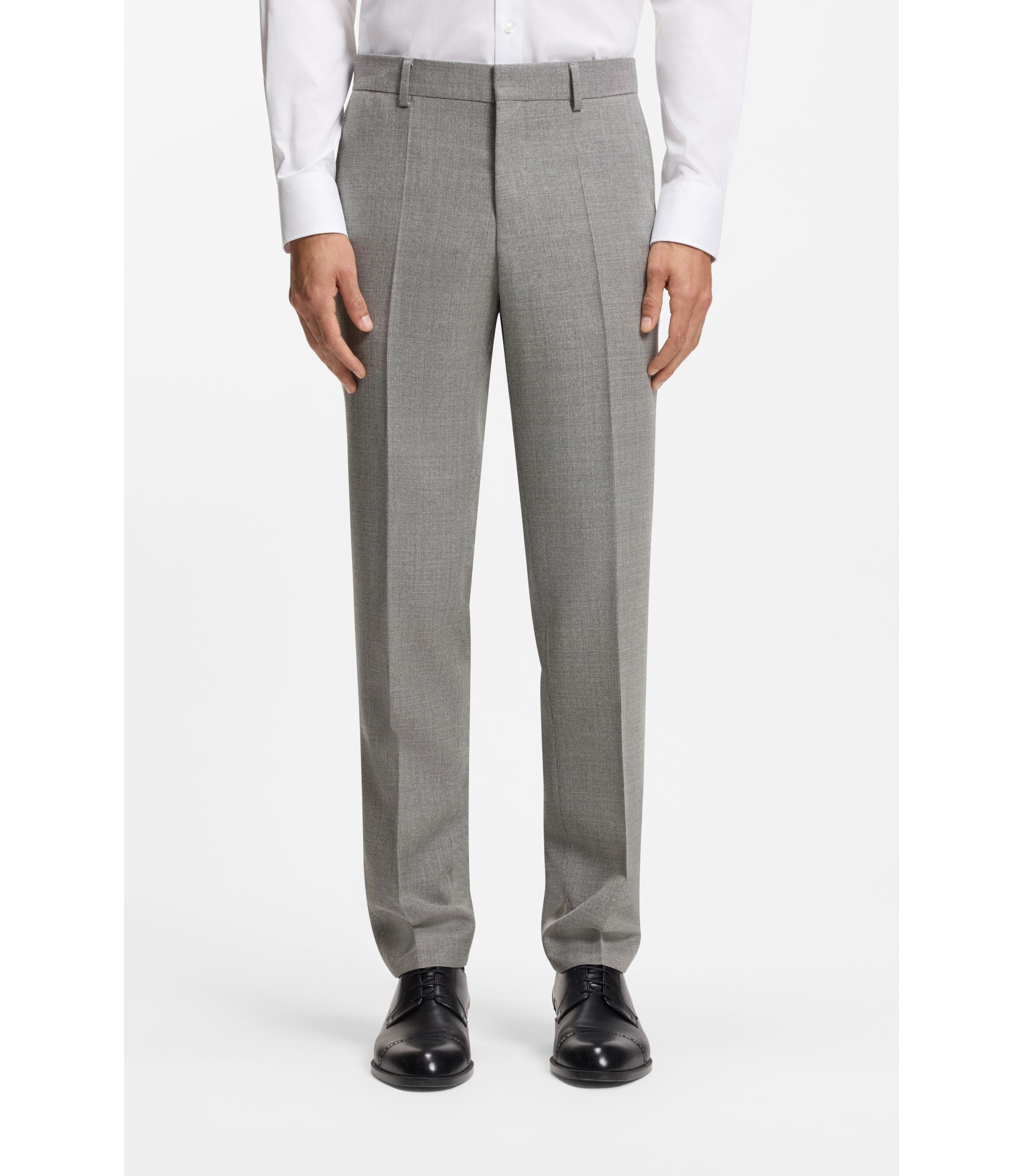 BOSS - スリムフィットパンツ マイクロパターン ストレッチウール