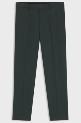 Slim-fit trousers in micro-patterned stretch wool, Green