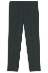 Slim-fit trousers in micro-patterned stretch wool, Green