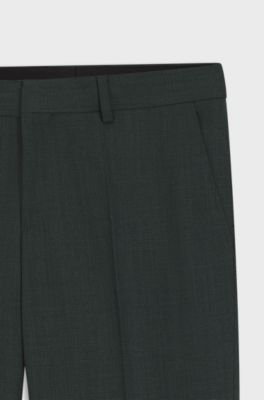 Slim-fit trousers in micro-patterned stretch wool, Green