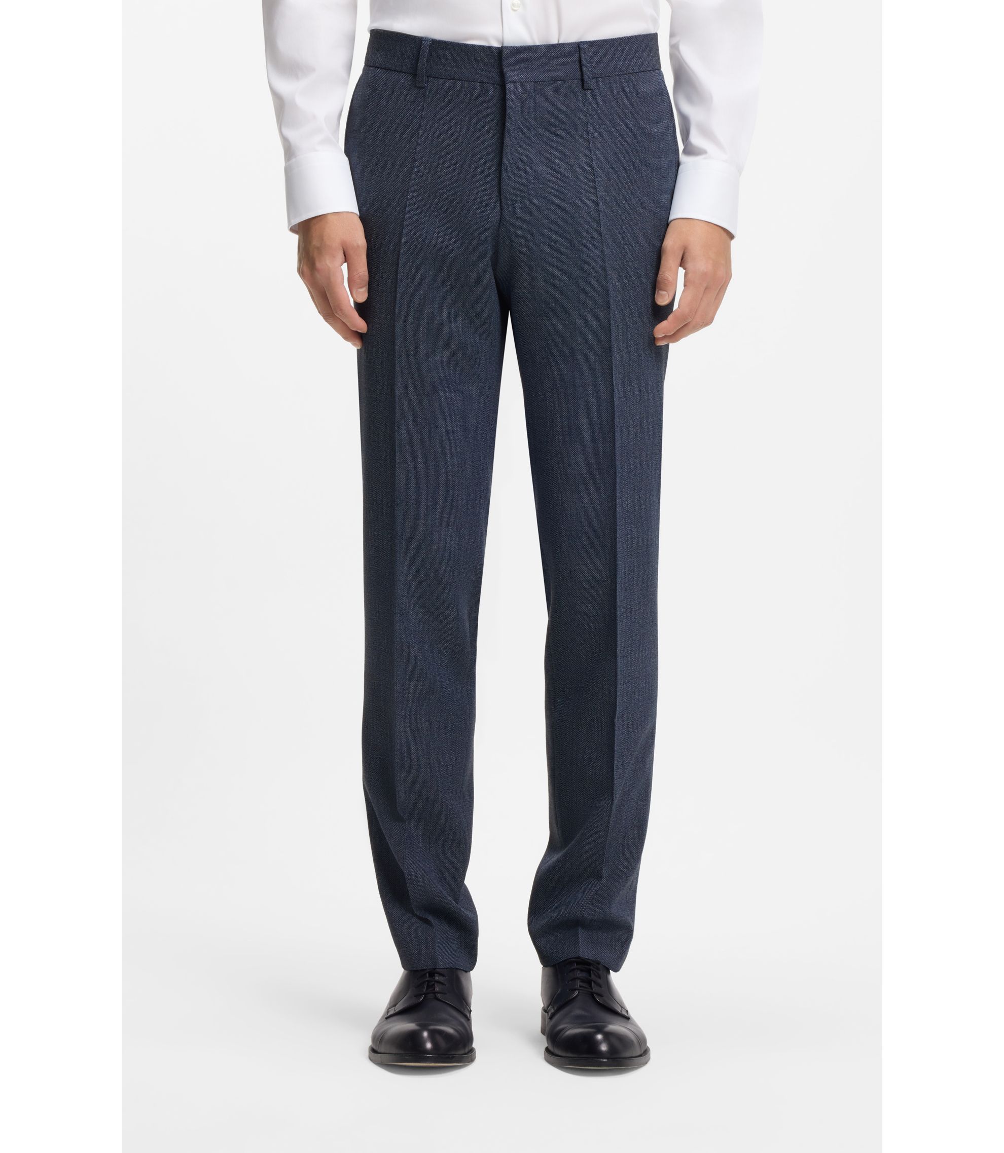 Fein gemusterte Slim-Fit Hose aus Stretch-Wolle