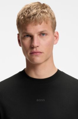 T-shirt relaxed fit in misto cotone elasticizzato, Nero