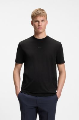 T-shirt relaxed fit in misto cotone elasticizzato, Nero