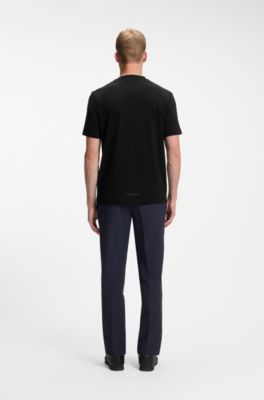 T-shirt relaxed fit in misto cotone elasticizzato, Nero