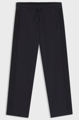 Regular-fit jersey trousers with jacquard tape, Dark Blue