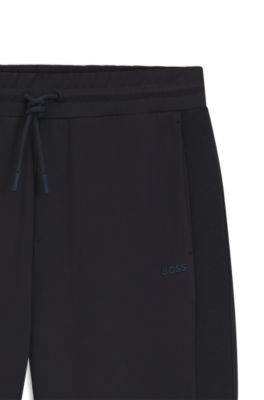 Regular-fit jersey trousers with jacquard tape, Dark Blue