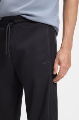 Regular-fit jersey trousers with jacquard tape, Dark Blue