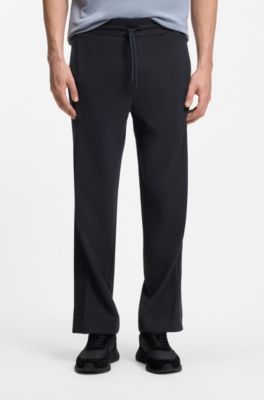 Regular-fit jersey trousers with jacquard tape, Dark Blue