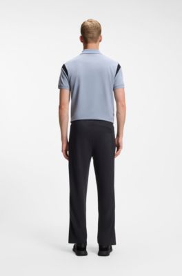 Regular-fit jersey trousers with jacquard tape, Dark Blue