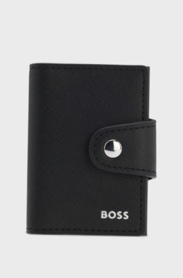 Structured card holder with press-stud closure, Black