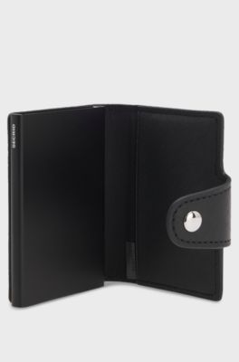 Structured card holder with press-stud closure, Black